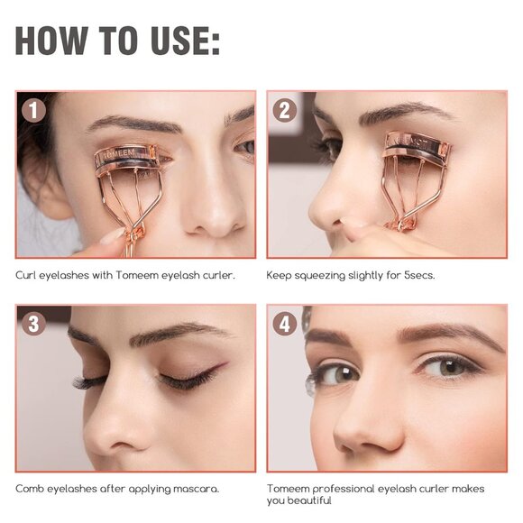 Complete Eyelash Curler Set with Comb & Replacement Pads - Rose Gold Elegance - Picture 5 of 8